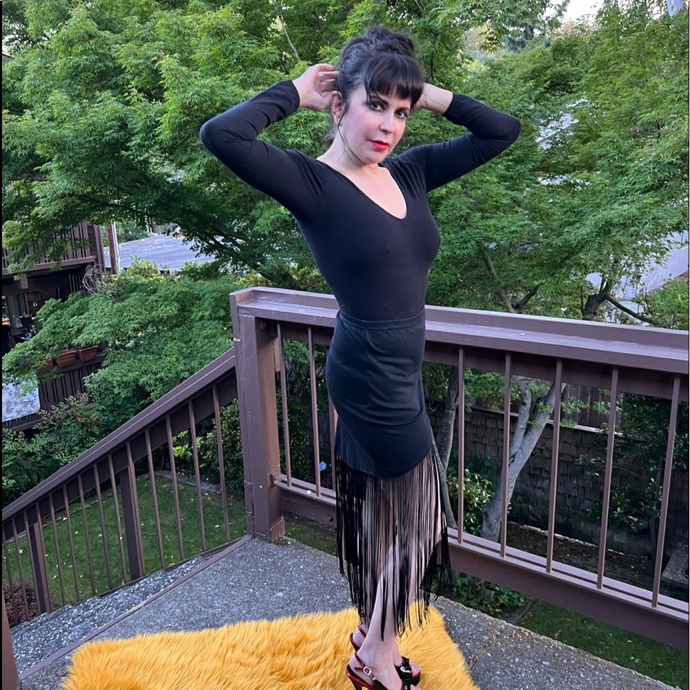 Skirt- long fringe, flapper style, faux wrap look, medium - Picture 2 of 10